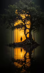 a person standing on the shore of a body of water