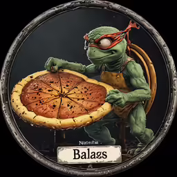 a cartoon of a tortoise with an extra - large piece of pizza