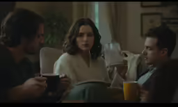 the people are sitting at the table talking