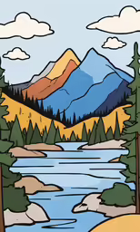 a landscape made with colored pencils and water