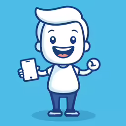 a cartoon character with a smartphone