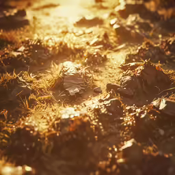a field filled with rocks and grass with the sun shining down
