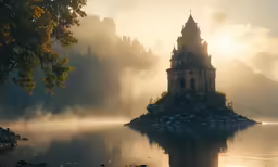 an island in the middle of some water