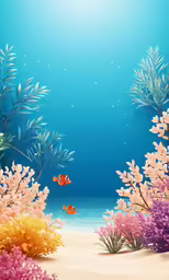 a cartoon fish and seaweed in the ocean