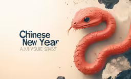 a chinese new year poster with an orange snake