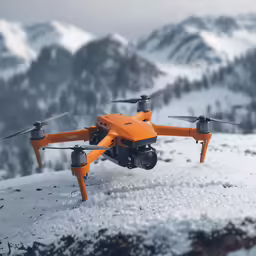a small yellow plane is on a snowy hill