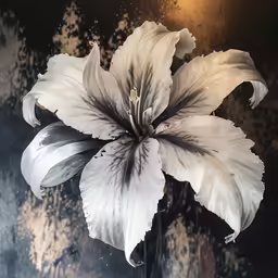 the white flower in the glass vase is a little blurry