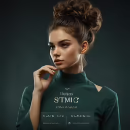 a beautiful woman posing with her hair in a high bun
