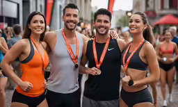 two men and two women standing next to each other