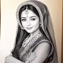 an adult female with a veil on her head and necklace