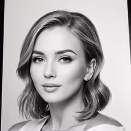 an advertisement with the model in black and white