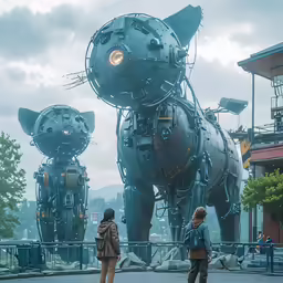 two people are looking at an elaborate piece of art