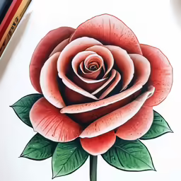a picture of a rose drawing on paper