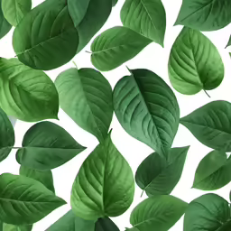 several green leaves, including a large amount