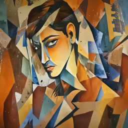 a painting of a female is on the wall