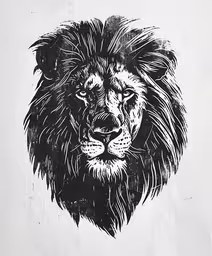 a black and white lion drawing on a wall,black and white drawing of a lion