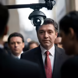 a man is speaking to a camera at a conference