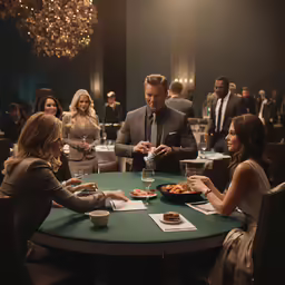 a group of people sitting around a table