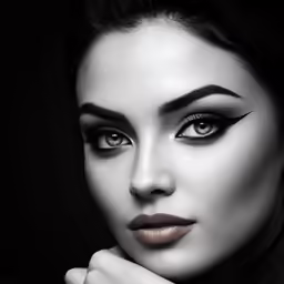 the woman is wearing black makeup and a necklace