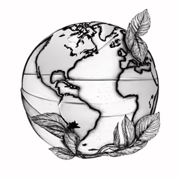 a globe has leaves on it and a plant in it