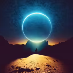 a man is on the road toward the moon