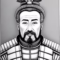 the man with a beard wearing a suit is depicted