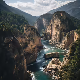 there are many large cliffs along this lake