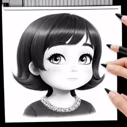 someone drawing the likeness of a girl