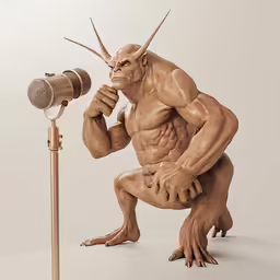 an alien singing into a microphone in a studio