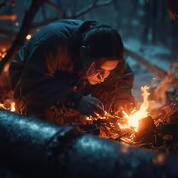 there is a woman that is working with a flame
