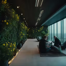 two people are sitting on a floor covered in flowers