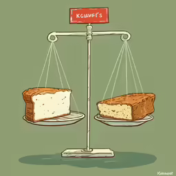 a piece of bread on a scale with a sign saying kglipp s