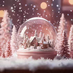 the snow globe is filled with tiny houses