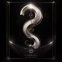 a black and white poster with an abstract swirl on it