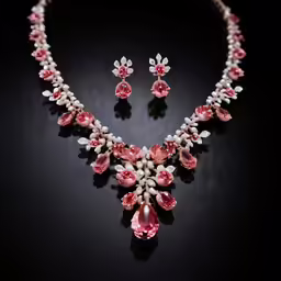 an elaborately designed necklace and earrings