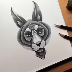 a drawing of a head of a tiger