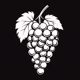 a black and white illustration of grapes