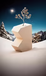 a tree that is sticking out of the ground in snow
