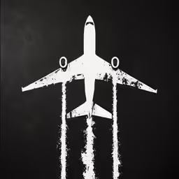 an airplane flies through the air, landing