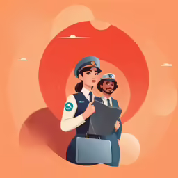 an officer reading a document with another person behind him