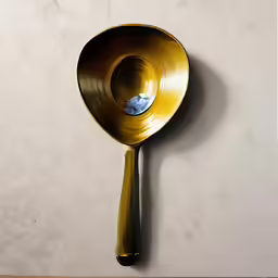 a large metal spoon hanging on the wall