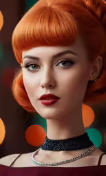 a close up of a woman with bright hair