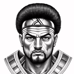a man in an ancient headdress drawn on a paper