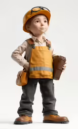 a boy with construction gear and safety equipment