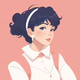 an anime girl with blue hair and a ponytail wearing white shirt