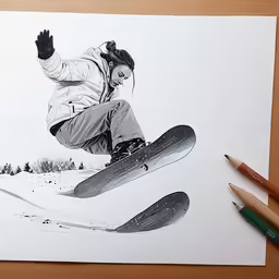 a person in white jacket and black pants on snow board