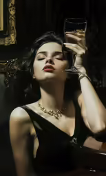 an image of a woman drinking from a wine glass