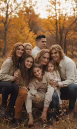an image of a family taking their picture in the woods
