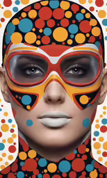 the image shows an adult with brightly colored glasses