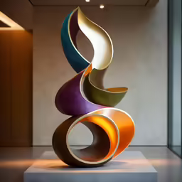 a very pretty colorful abstract art sculpture in the middle of a room